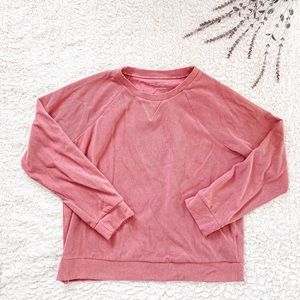 Andrew Marc coral red/pink ribbed cropped long sleeve Sweater